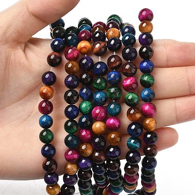 Natural Tiger Eye Beads Strands X-G-G101-8mm-6-1