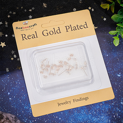 12Pcs Crescent Moon Brass Micro Pave Clear Cubic Zirconia Stud Earring Findings KK-BBC0009-89-1
