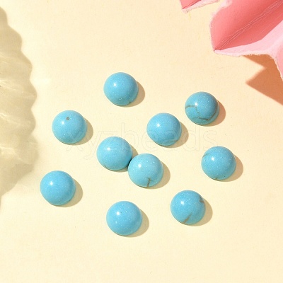 Craft Findings Dyed Synthetic Turquoise Flat Back Dome Cabochons X-TURQ-S266-6mm-01-1