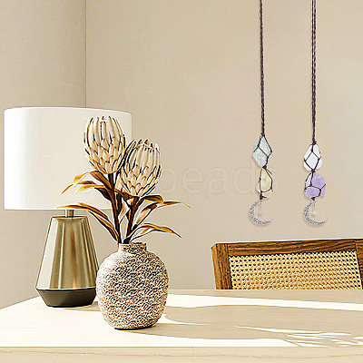 2Pcs 2 Style Cotton Braided Pendant Decorations HJEW-AR0001-11A-1