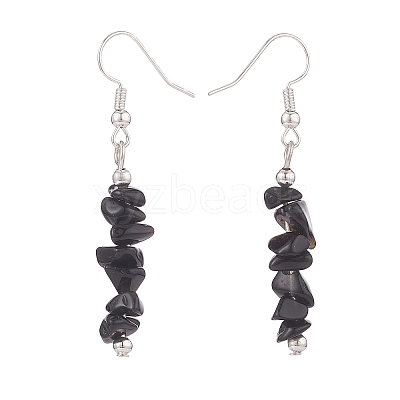 Natural Obsidian Chips Beaded Jewelry Set X-SJEW-JS01232-01-1