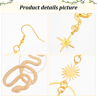 2 Pairs 2 Style Sun & Moon Planet Alloy Dangle Earrings EJEW-AN0002-42-1