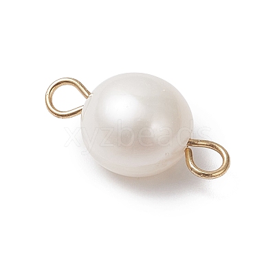 Natural Pearl Two Sides Polished Connector Charms PALLOY-JF04637-1