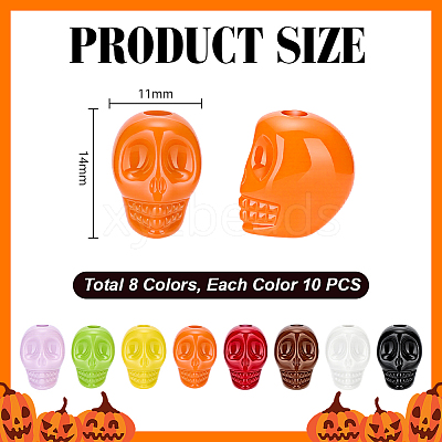 80Pcs 8 Colors Baking Paint Acrylic Beads SACR-PH0002-37-1
