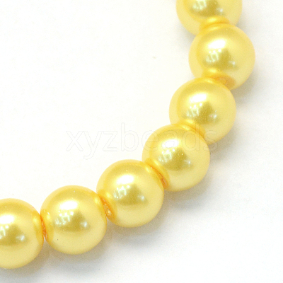 Baking Paint Pearlized Glass Pearl Round Bead Strands HY-Q330-8mm-67-1