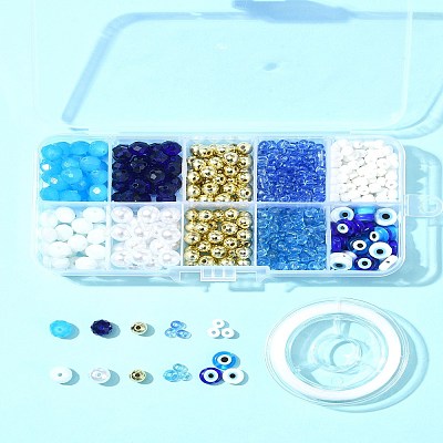 DIY Evil Eye Lampwork & Glass Beads Bracelets Jewelry Making Kits DIY-FS0007-43-1