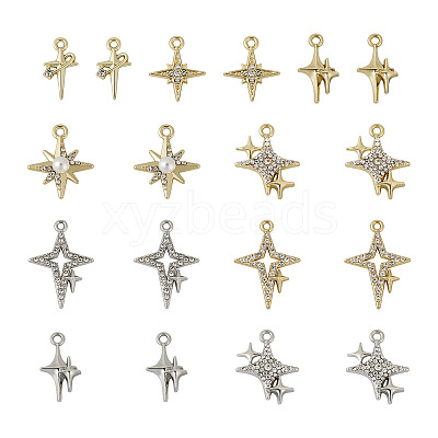 18Pcs 9 Style Brass Micro Pave Clear Cubic Zirconia Pendants KK-TA0001-10-1