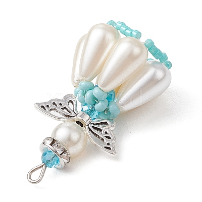 Pearlized Glass Pearl Beads  Pendants PALLOY-MZ00487-02-1