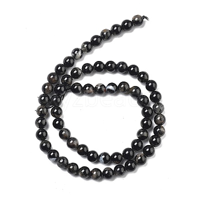 Natural Black Tourmaline Beads Strands G-Q031-A01-6mm-1
