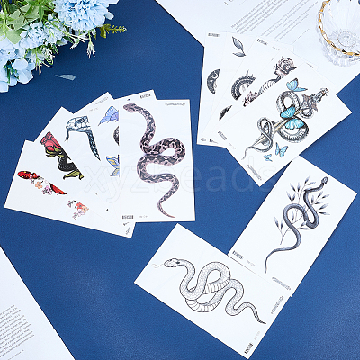 Snake Water Proof Removable Temporary Tattoos Stickers AJEW-WH20048-49-1
