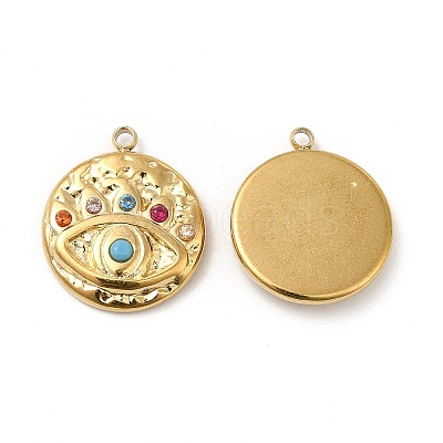 PVD Vacuum Plating 201 Stainless Steel with Colorful Rhinestone Pendants STAS-J401-VC810-1
