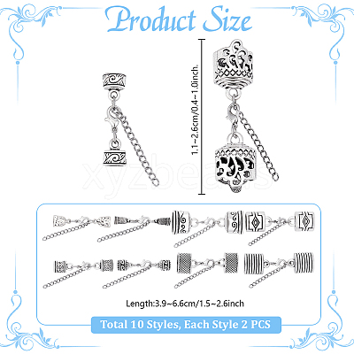 20Pcs 10 Styles Alloy Cord Ends with Lobster Claw Clasps HJEW-PH02011-1