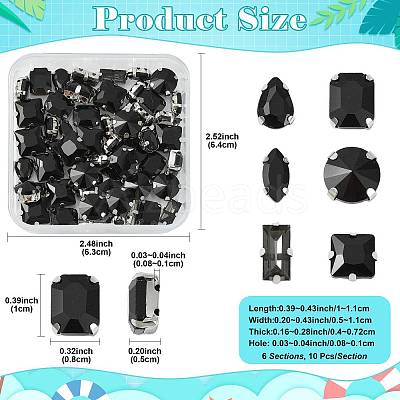 60Pcs 6 Styles Sew on Rhinestone RGLA-FS0001-22A-1
