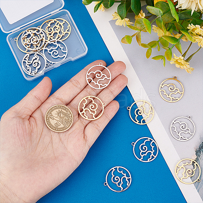 16Pcs 2 Colors 304 Stainless Steel Pendants STAS-UN0044-37-1