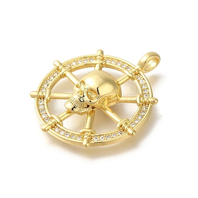 Rack Plating Brass with Cubic Zirconia Pendants KK-Z086-57G-1