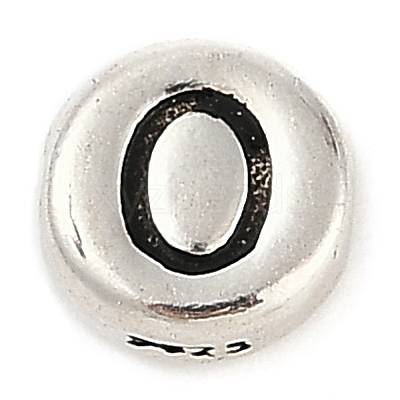 925 Sterling Silver Flat Round with Letter Beads LS-STER-G044-01AS-O-1