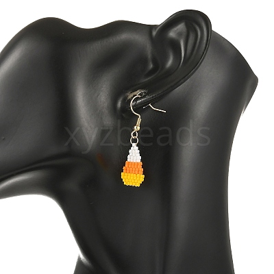Halloween Glass Candy Corn Dangle Earrings EJEW-MZ00801-1