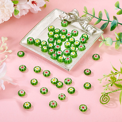 50Pcs 2 Colors Handmade Millefiori Lampwork Beads LAMP-TADJ0001-03D-1