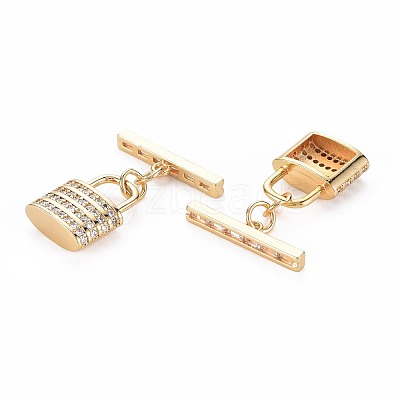 Brass Micro Pave Clear Cubic Zirconia Toggle Clasps KK-S356-724-1