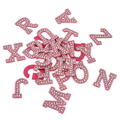 Alphabet Resin Rhinestone Patches DIY-TAC0005-45C-1