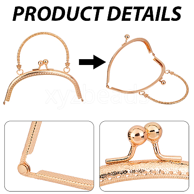2Pcs 2 Colors Flower Iron Kiss Lock Purse Frame Handle PURS-CN0001-09-1
