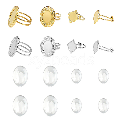 8Pcs 304 Stainless Steel Open Cuff Ring Component STAS-ME0002-78-1