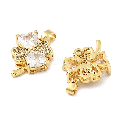Clover Brass Micro Pave Cubic Zirconia Pendants KK-M325-13A-G-1