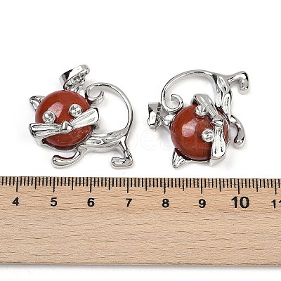 Natural Red Jasper Kitten Pendants G-J386-C17-16-1