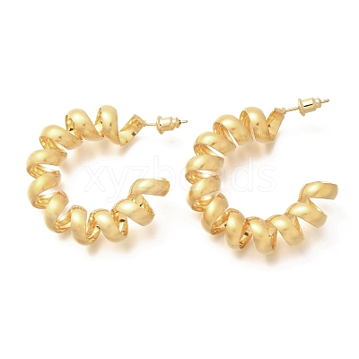 Brass Spiral Laid Stud Earrings for Women EJEW-A121-21G-1