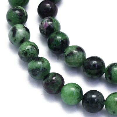 Natural Ruby in Zoisite Beads Strands G-K310-C10-8mm-1
