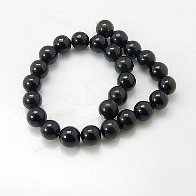 Synthetic Black Stone Beads Strands G-G088-14mm-1