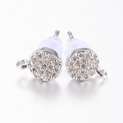 Brass Micro Pave Cubic Zirconia Stud Earring Findings ZIRC-E132-11B-P-1