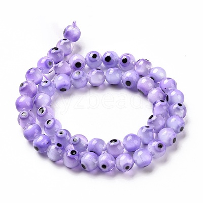 Handmade Evil Eye Lampwork Round Bead Strands LAMP-L055-8mm-21-1