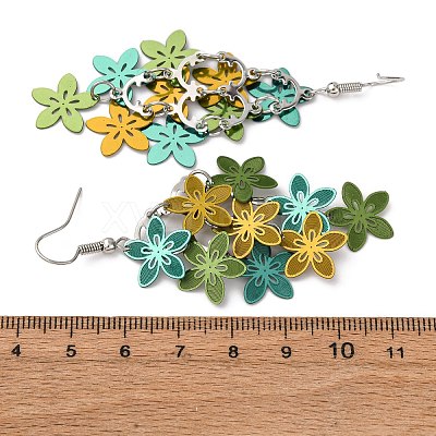 430 Stainless Steel Flower Dangle Earrings EJEW-A137-07P-03-1