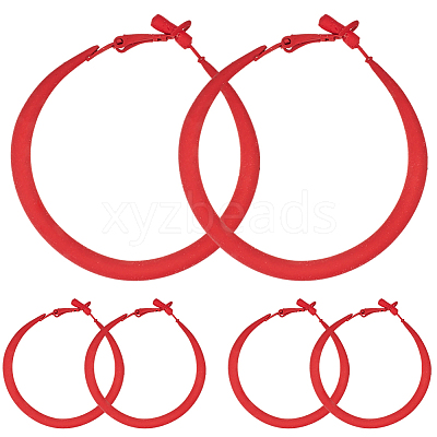 3 Pairs Spray Painted Alloy Hoop Earrings EJEW-SP0001-21C-1