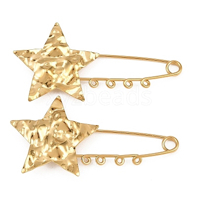 Textured Star 304 Stainless Steel Safety Pins Brooch Findings SA-CBA098D-16G-G04-1