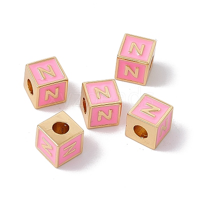 Rack Plating Brass Enamel Beads KK-B060-04G-05N-1