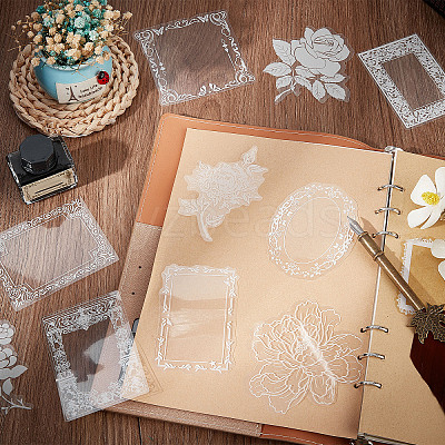 2 Boxes 2 Styles PET Hollow Lace Stickers Set DIY-GF0006-78-1