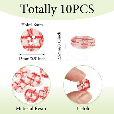 10Pcs Resin Buttons BUTT-TA0001-45B-1