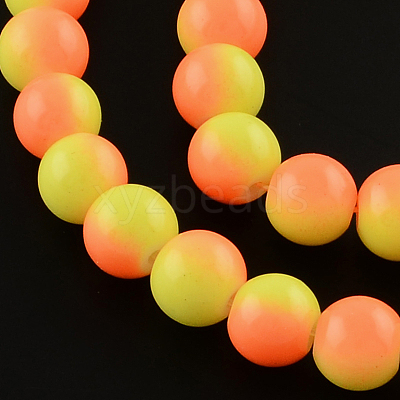 Two-Color Baking Paint Glass Bead Strands X-DGLA-R050-8mm-30-1