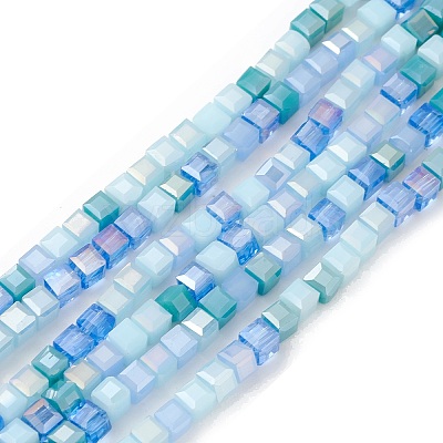Gradient Color Electroplate Glass Bead Strands GLAA-E042-05A-1