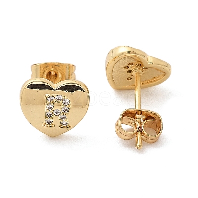 Rack Plating Brass Micro Pave Clear Cubic Zirconia Stud Earrings EJEW-K299-01G-1