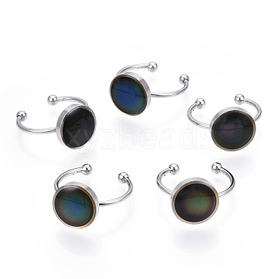 Flat Round Mood Ring RJEW-T025-01P-1