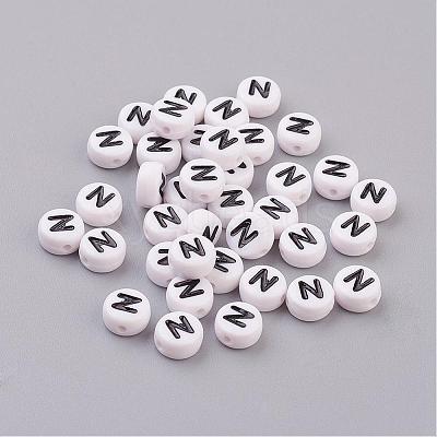 Acrylic Horizontal Hole Letter Beads X-PL37C9070-N-1