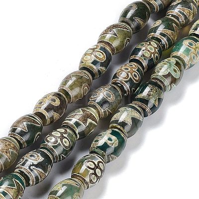 Tibetan Style dZi Beads Strands TDZI-E005-01J-1