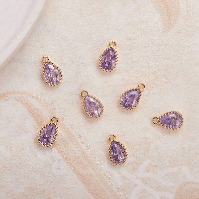 10Pcs Brass Micro Pave Cubic Zirconia Charms KK-SZ0002-47-1