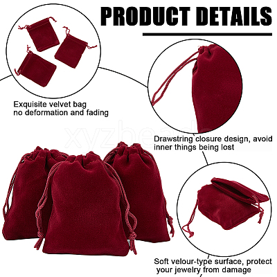 25Pcs Rectangle Velvet Drawstring Pouches TP-BBC0001-04A-02-1