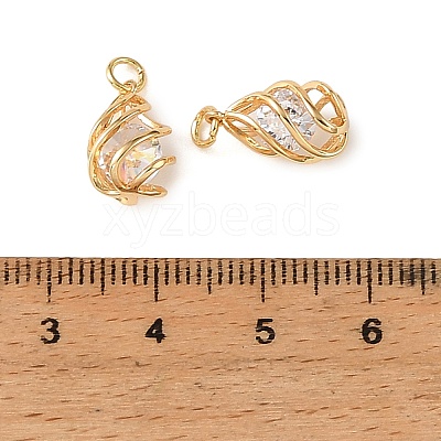 Brass Pave Clear Cubic Zirconia Charms KK-CBA7157-10G-1