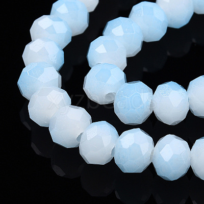 Two-Tone Imitation Jade Glass Beads Strands GLAA-T033-01B-06-1