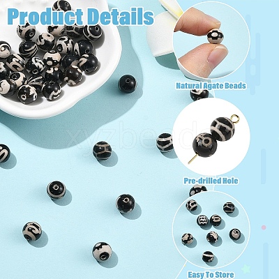 40Pcs 8 Styles Tibetan Style dZi Beads Strands G-YW0003-04-1